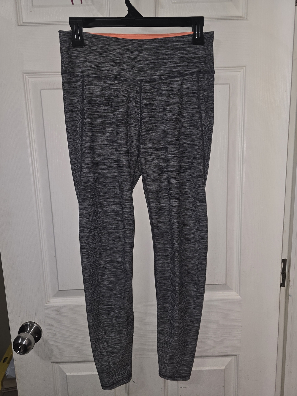 H&M Gray Space-Dye Leggings with Coral Waistband Accent